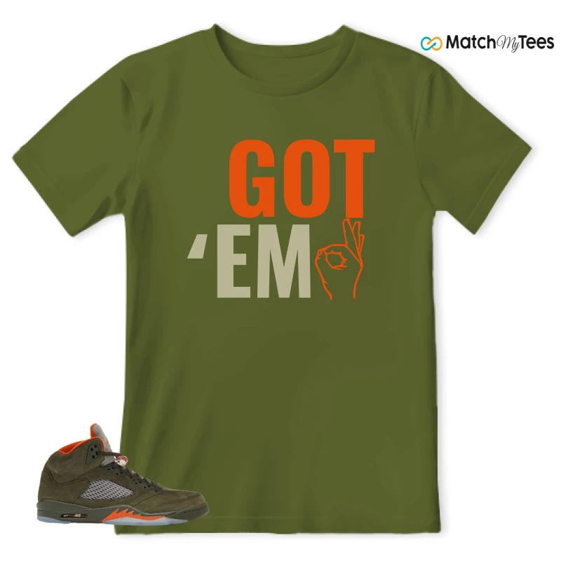 NIKE AIR JORDAN 5 OLIVE SNEAKER Matching Tees t-shirt