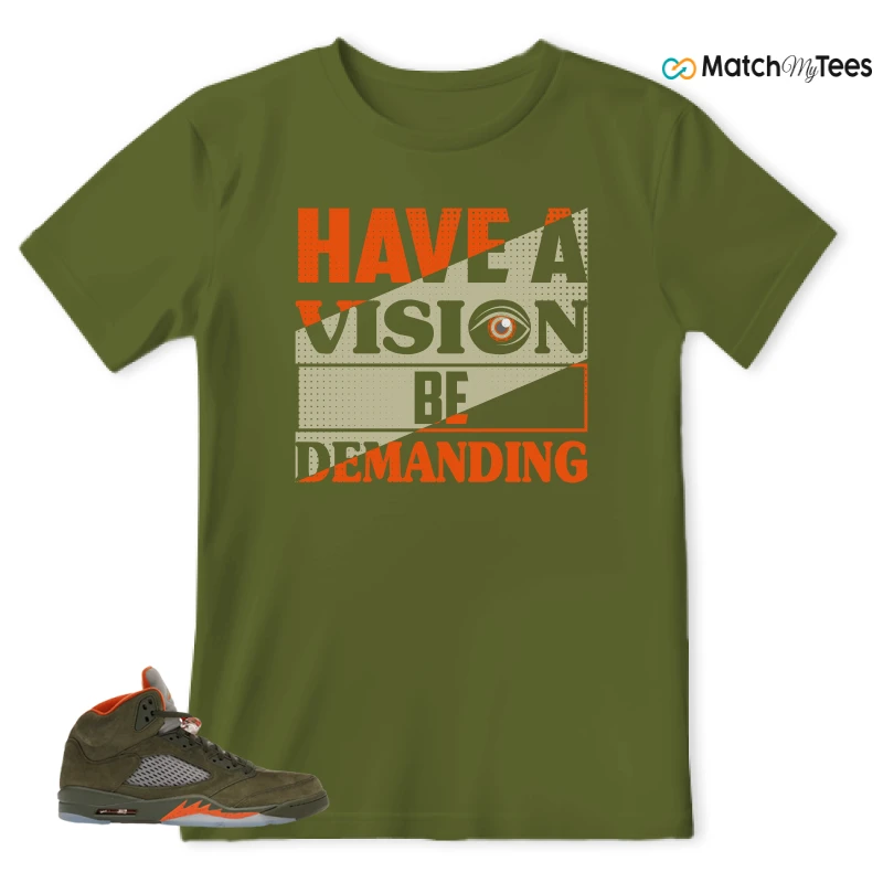 NIKE AIR JORDAN 5 OLIVE SNEAKER Matching Tees t-shirt
