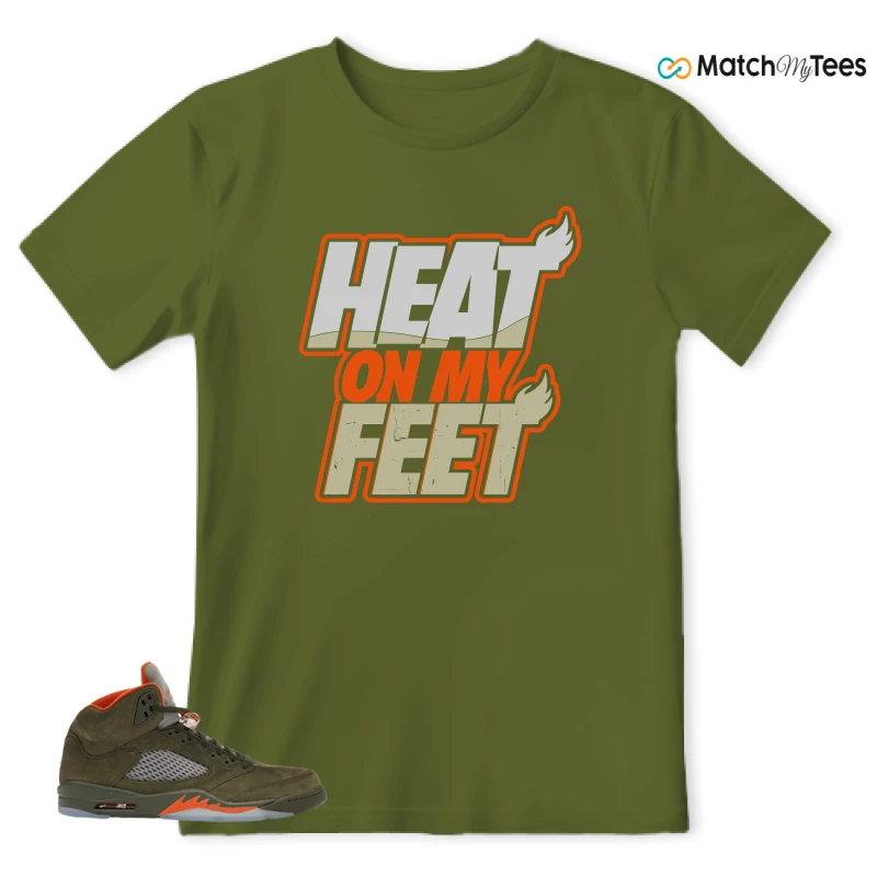 NIKE AIR JORDAN 5 OLIVE SNEAKER Matching Tees t-shirt