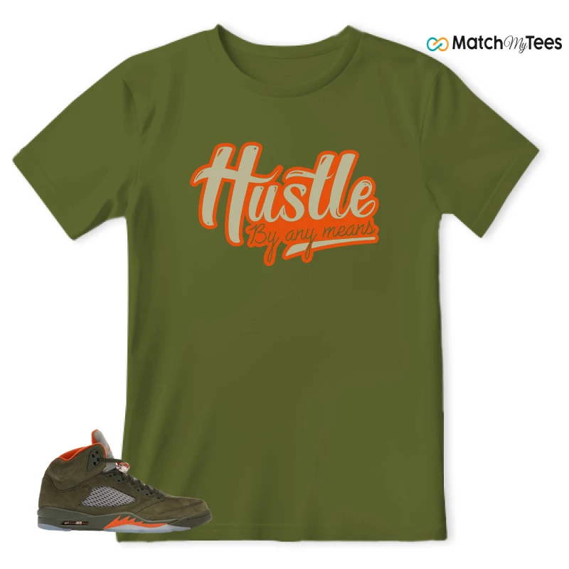 NIKE AIR JORDAN 5 OLIVE SNEAKER Matching Tees t-shirt