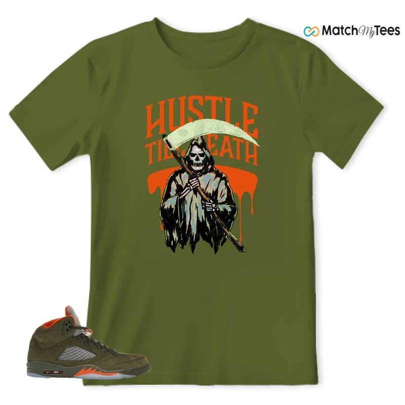 NIKE AIR JORDAN 5 OLIVE SNEAKER Matching Tees t-shirt