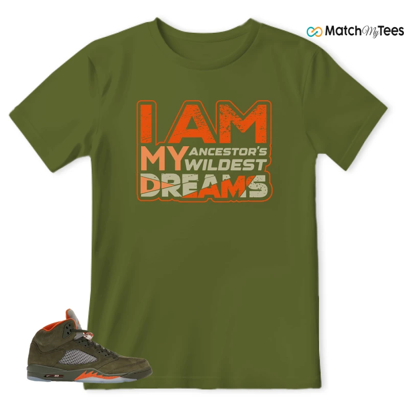 NIKE AIR JORDAN 5 OLIVE SNEAKER Matching Tees t-shirt
