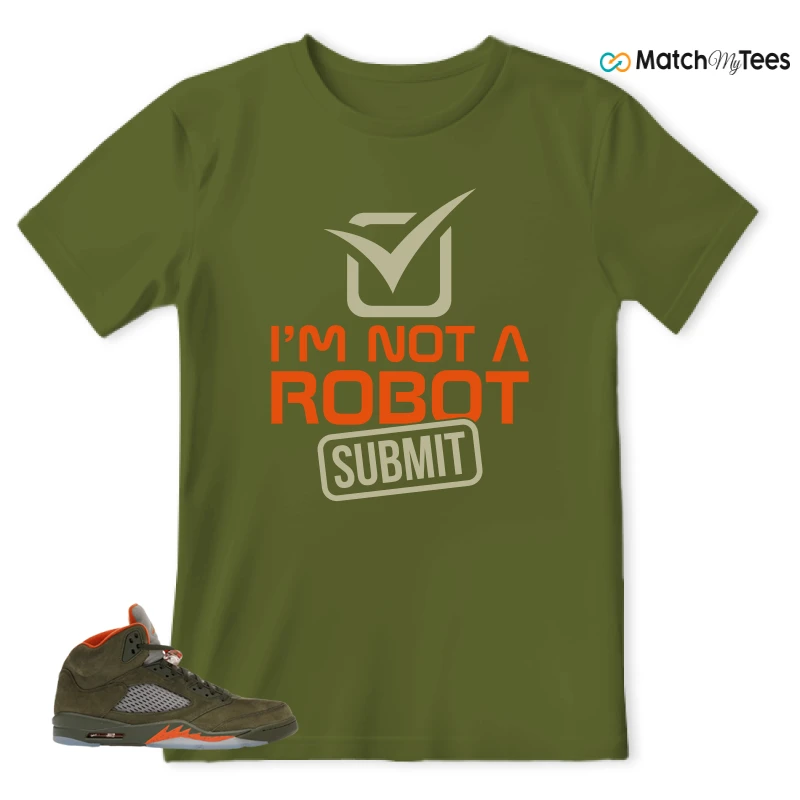 NIKE AIR JORDAN 5 OLIVE SNEAKER Matching Tees t-shirt
