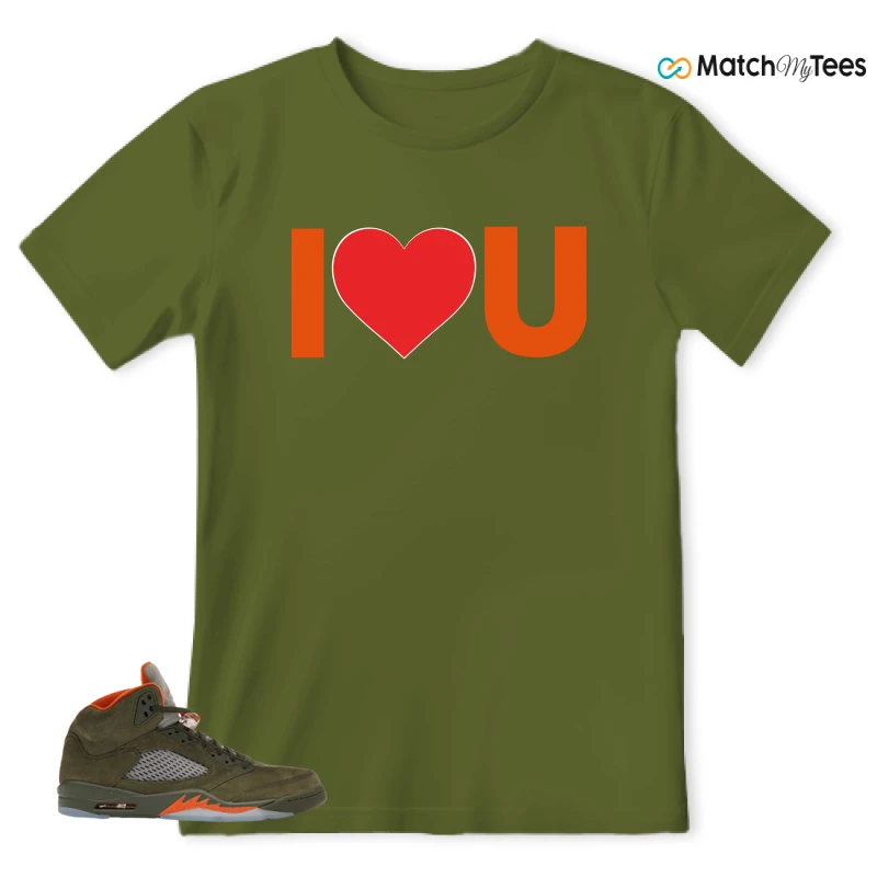 NIKE AIR JORDAN 5 OLIVE SNEAKER Matching Tees t-shirt
