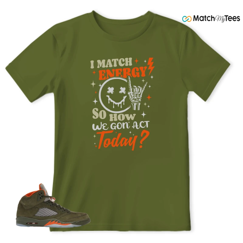 NIKE AIR JORDAN 5 OLIVE SNEAKER Matching Tees t-shirt