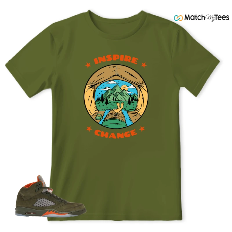 NIKE AIR JORDAN 5 OLIVE SNEAKER Matching Tees t-shirt