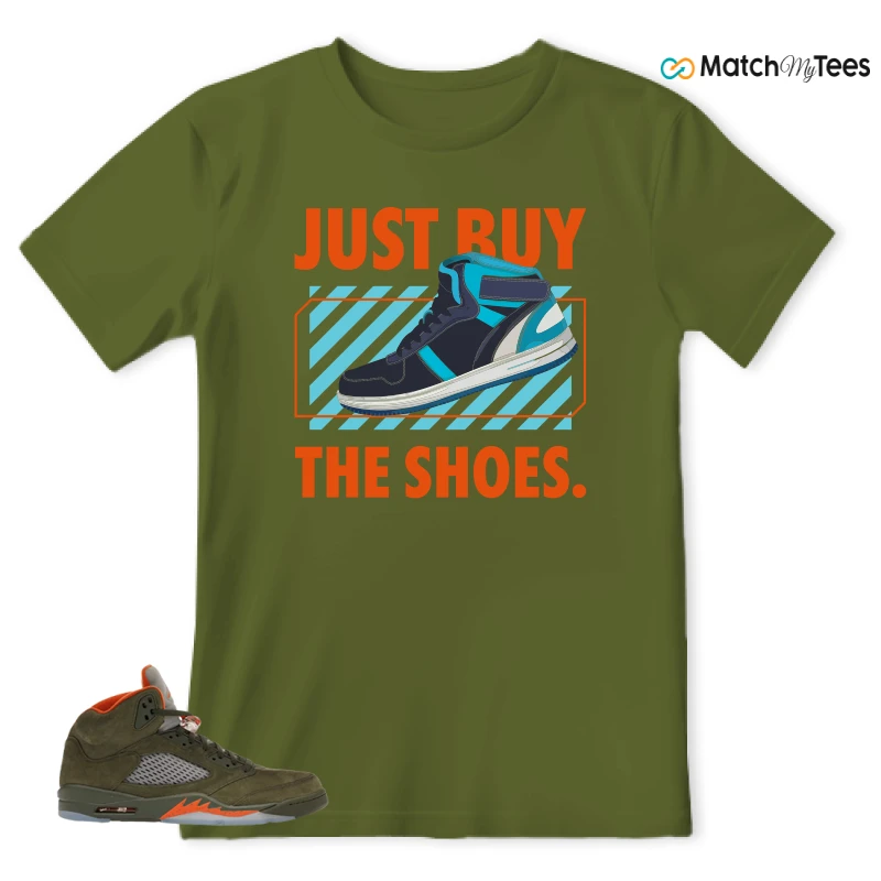 NIKE AIR JORDAN 5 OLIVE SNEAKER Matching Tees t-shirt