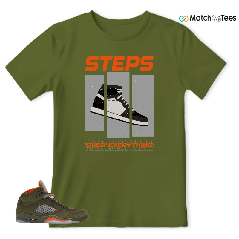 NIKE AIR JORDAN 5 OLIVE SNEAKER Matching Tees t-shirt