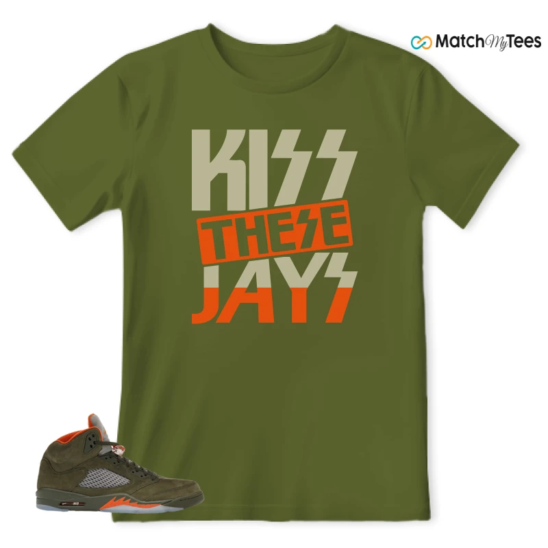 NIKE AIR JORDAN 5 OLIVE SNEAKER Matching Tees t-shirt