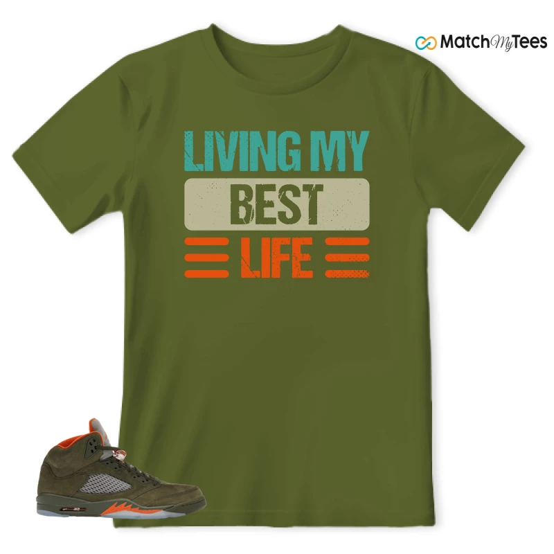 NIKE AIR JORDAN 5 OLIVE SNEAKER Matching Tees t-shirt
