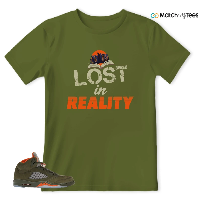NIKE AIR JORDAN 5 OLIVE SNEAKER Matching Tees t-shirt