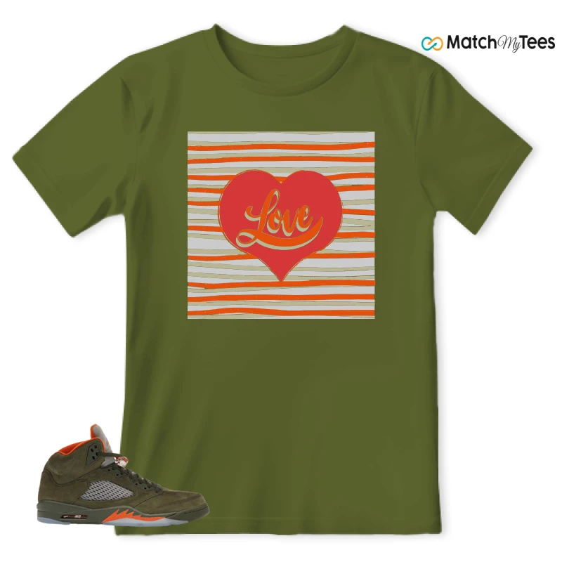 NIKE AIR JORDAN 5 OLIVE SNEAKER Matching Tees t-shirt