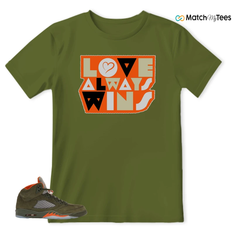NIKE AIR JORDAN 5 OLIVE SNEAKER Matching Tees t-shirt