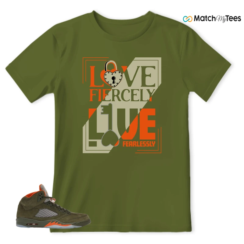 NIKE AIR JORDAN 5 OLIVE SNEAKER Matching Tees t-shirt