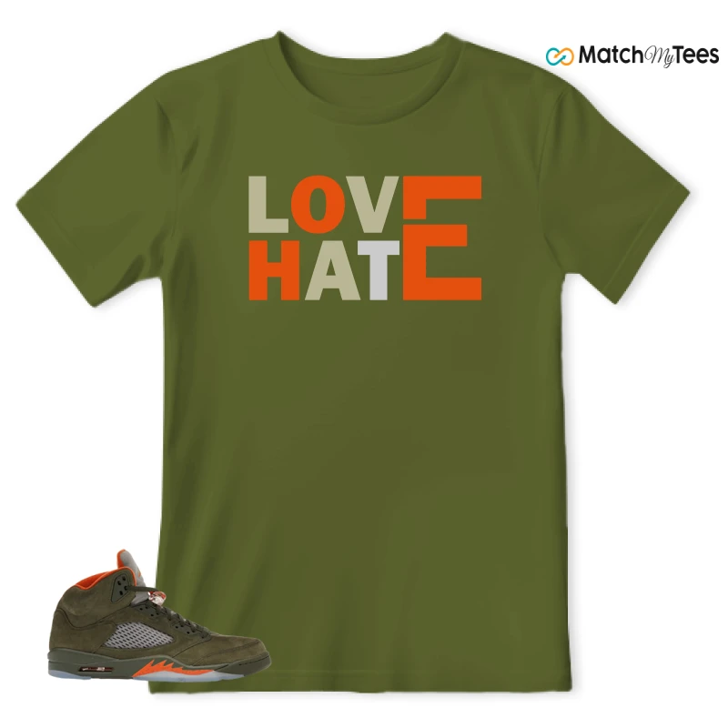 NIKE AIR JORDAN 5 OLIVE SNEAKER Matching Tees t-shirt