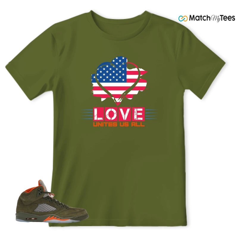NIKE AIR JORDAN 5 OLIVE SNEAKER Matching Tees t-shirt