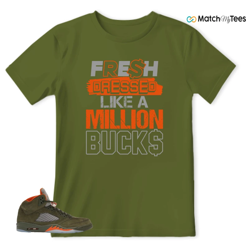 NIKE AIR JORDAN 5 OLIVE SNEAKER Matching Tees t-shirt