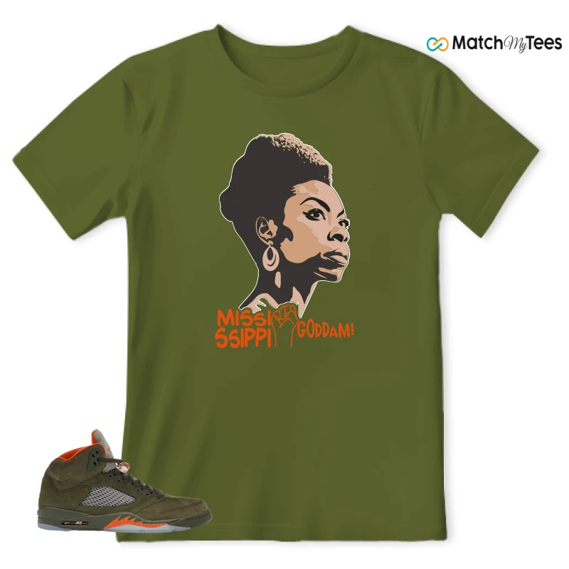 NIKE AIR JORDAN 5 OLIVE SNEAKER Matching Tees t-shirt