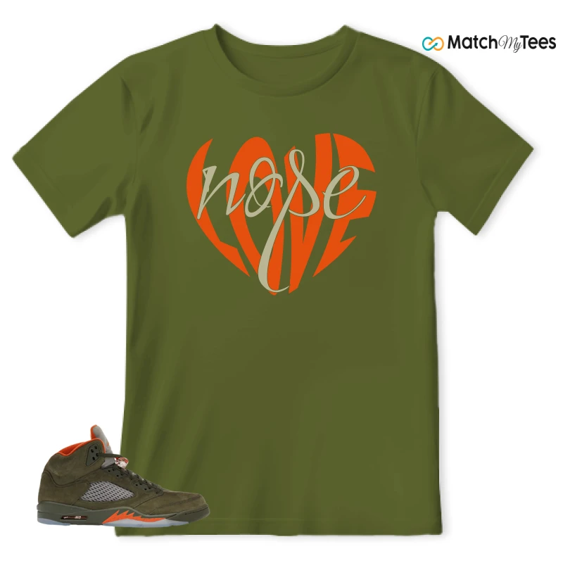 NIKE AIR JORDAN 5 OLIVE SNEAKER Matching Tees t-shirt