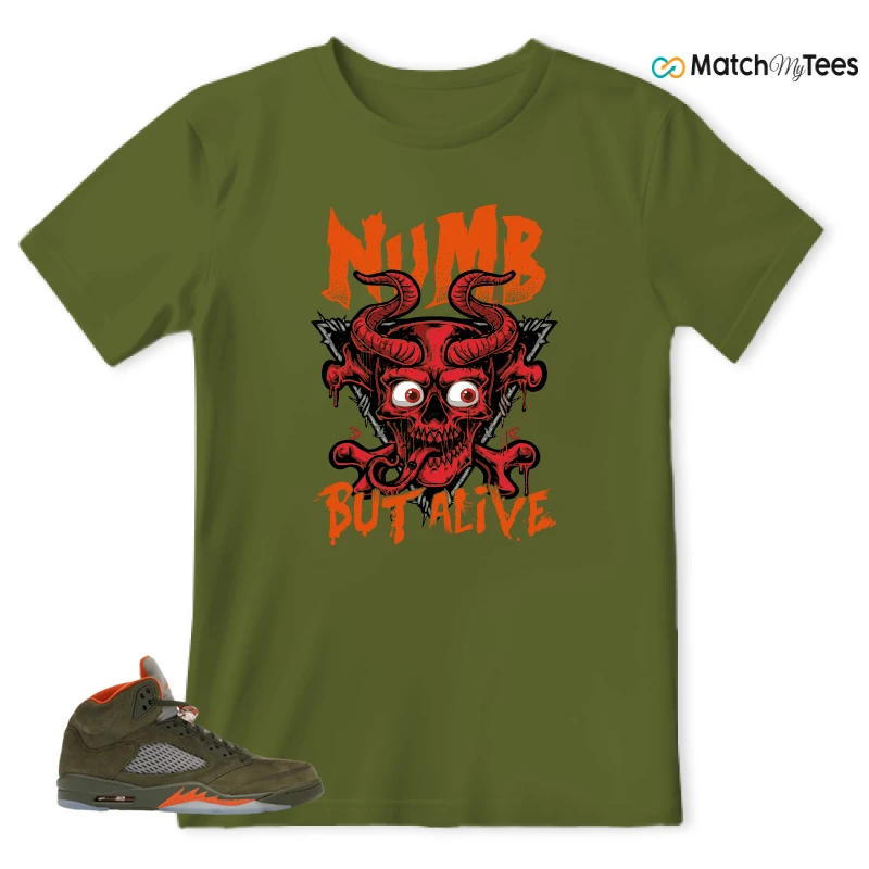 NIKE AIR JORDAN 5 OLIVE SNEAKER Matching Tees t-shirt