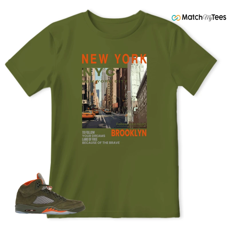 NIKE AIR JORDAN 5 OLIVE SNEAKER Matching Tees t-shirt
