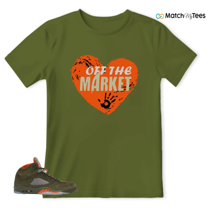 NIKE AIR JORDAN 5 OLIVE SNEAKER Matching Tees t-shirt