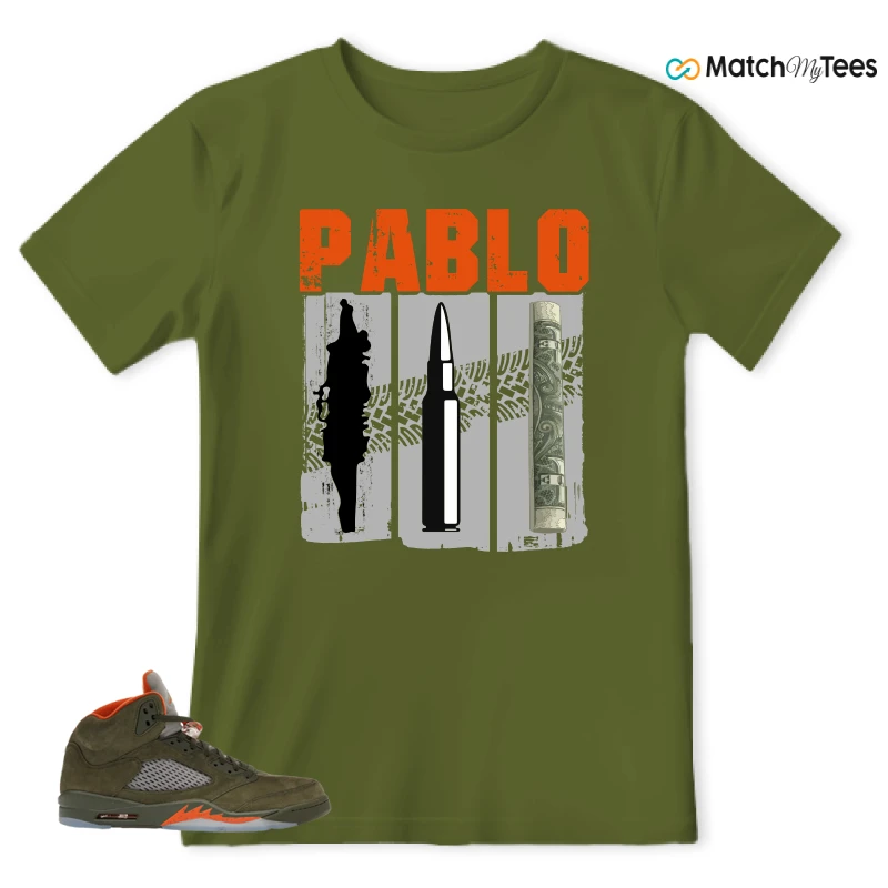 NIKE AIR JORDAN 5 OLIVE SNEAKER Matching Tees t-shirt