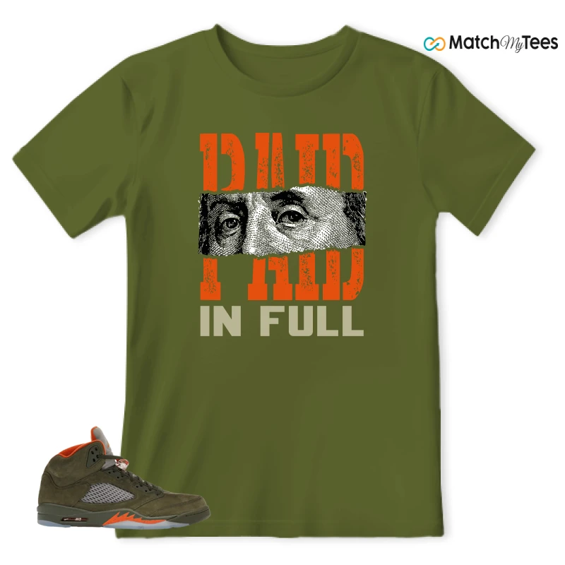 NIKE AIR JORDAN 5 OLIVE SNEAKER Matching Tees t-shirt