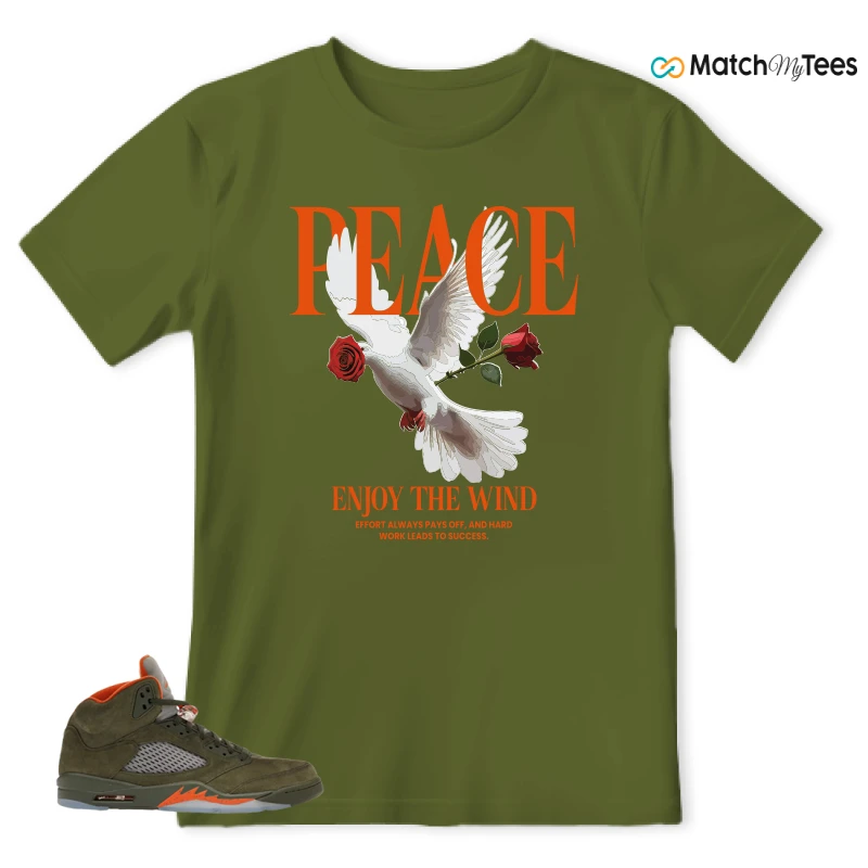 NIKE AIR JORDAN 5 OLIVE SNEAKER Matching Tees t-shirt