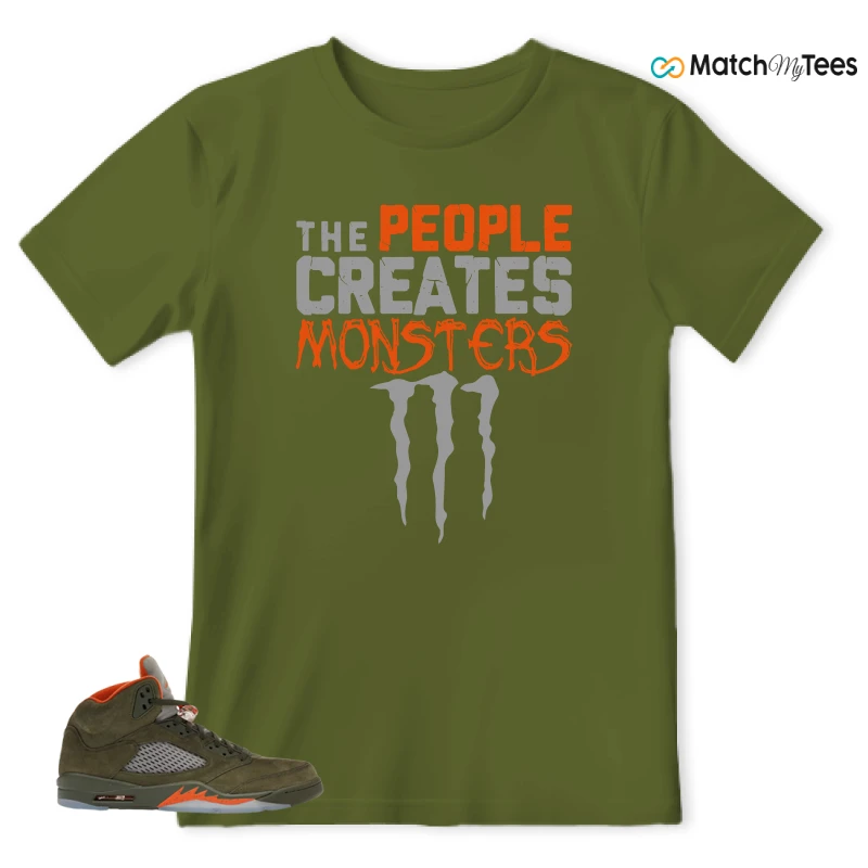 NIKE AIR JORDAN 5 OLIVE SNEAKER Matching Tees t-shirt