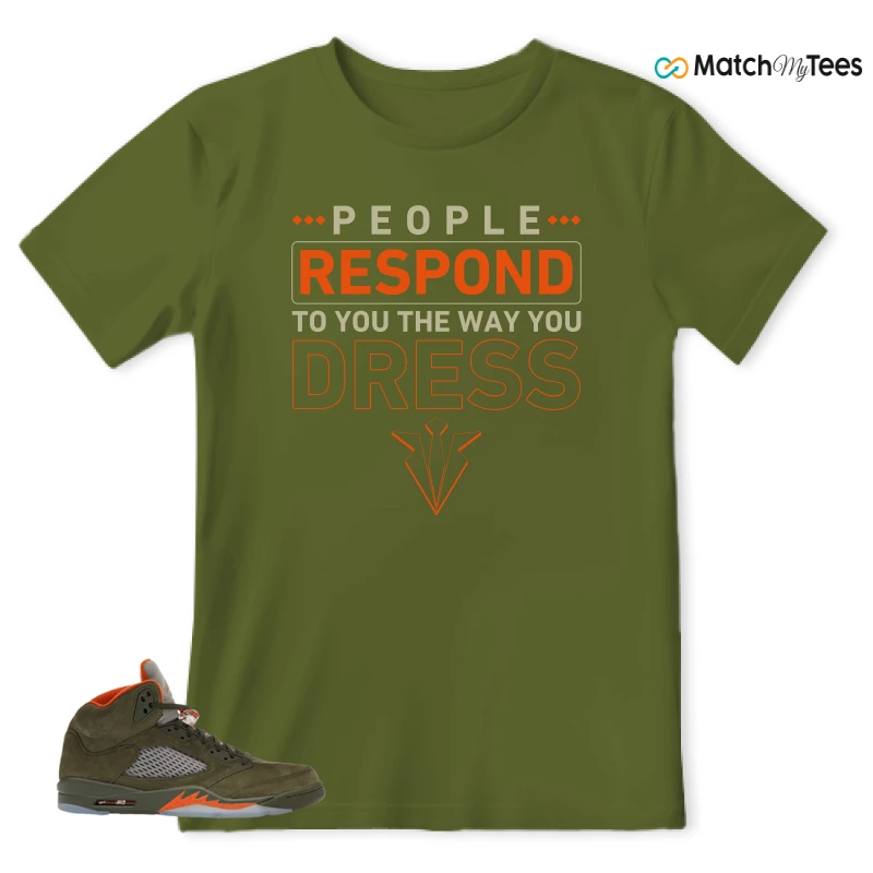NIKE AIR JORDAN 5 OLIVE SNEAKER Matching Tees t-shirt