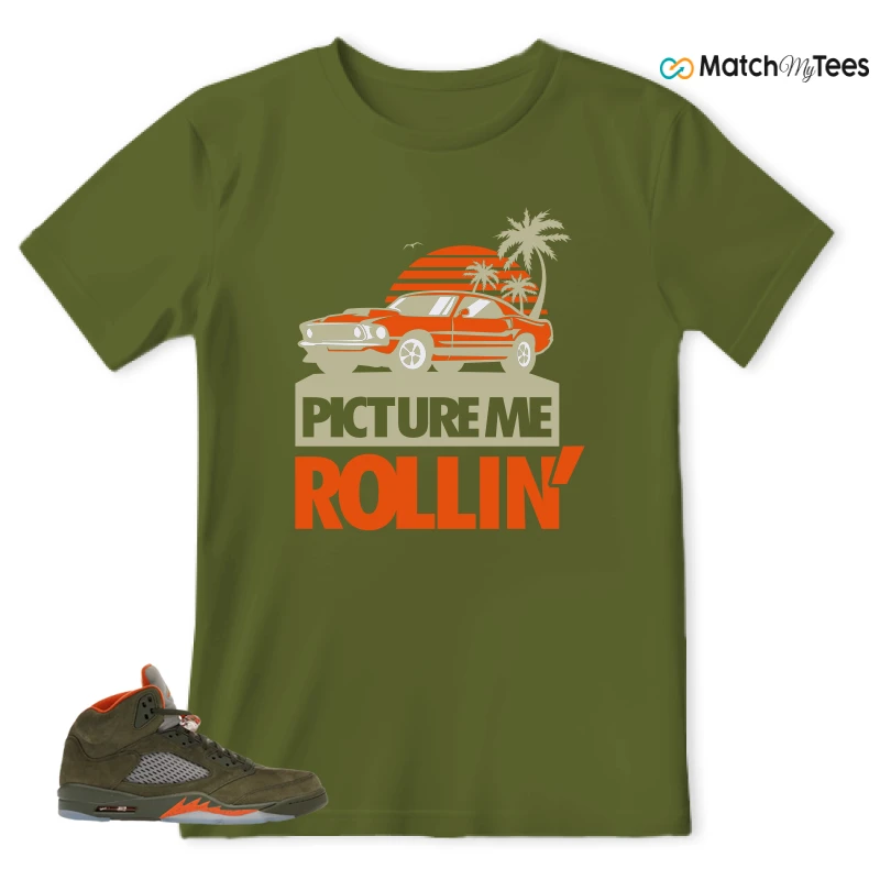 NIKE AIR JORDAN 5 OLIVE SNEAKER Matching Tees t-shirt