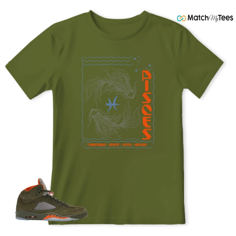 NIKE AIR JORDAN 5 OLIVE SNEAKER Matching Tees t-shirt