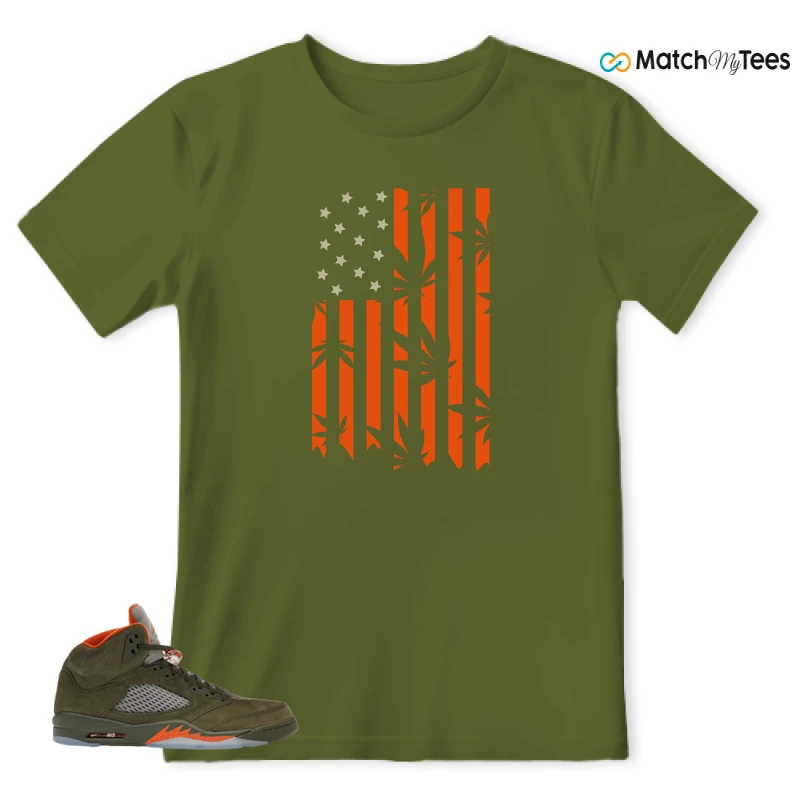 NIKE AIR JORDAN 5 OLIVE SNEAKER Matching Tees t-shirt