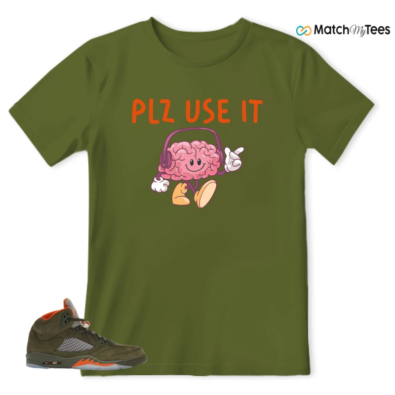 NIKE AIR JORDAN 5 OLIVE SNEAKER Matching Tees t-shirt