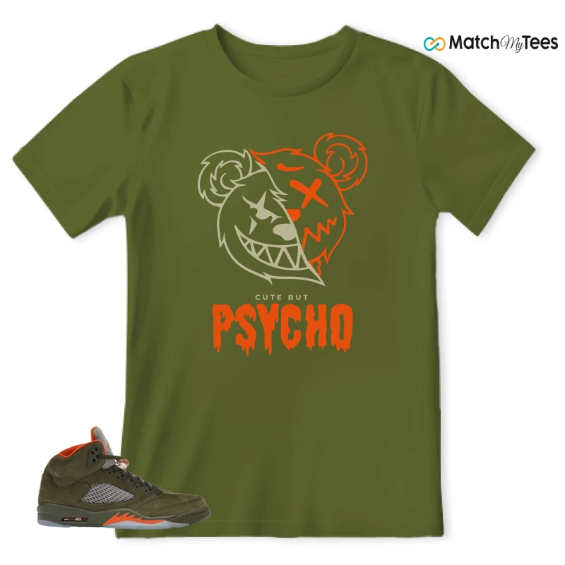 NIKE AIR JORDAN 5 OLIVE SNEAKER/ARMY OLIVE/SOLAR ORANGE matching T-shirt