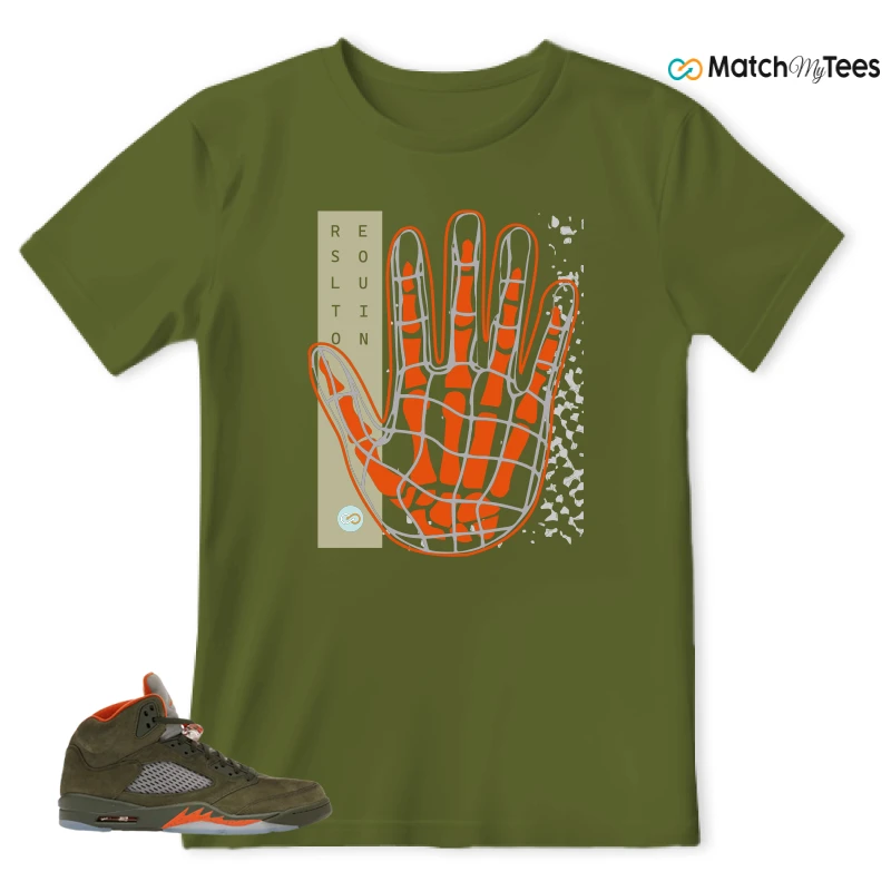 NIKE AIR JORDAN 5 OLIVE SNEAKER Matching Tees t-shirt