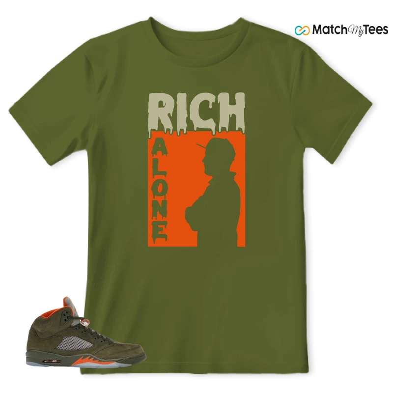NIKE AIR JORDAN 5 OLIVE SNEAKER Matching Tees t-shirt