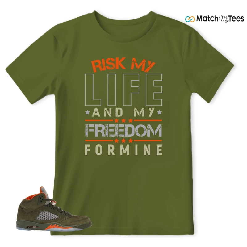 NIKE AIR JORDAN 5 OLIVE SNEAKER Matching Tees t-shirt