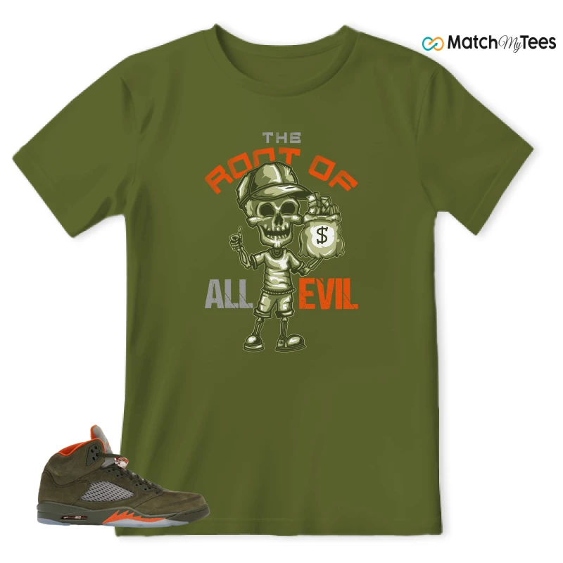 NIKE AIR JORDAN 5 OLIVE SNEAKER Matching Tees t-shirt