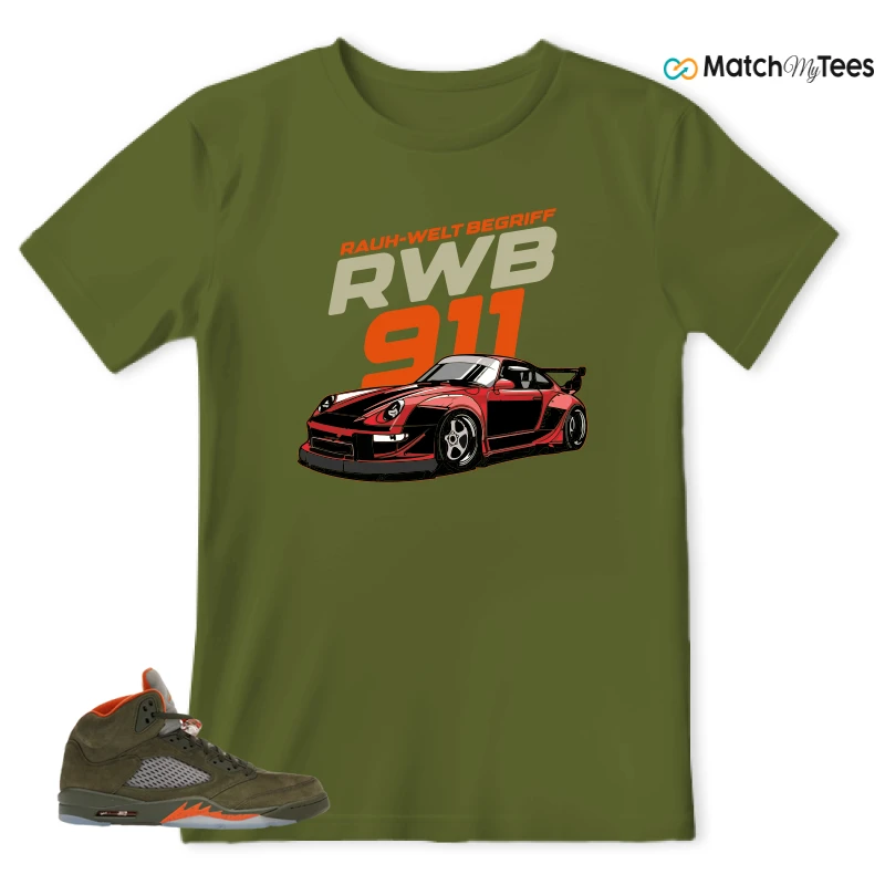 NIKE AIR JORDAN 5 OLIVE SNEAKER Matching Tees t-shirt