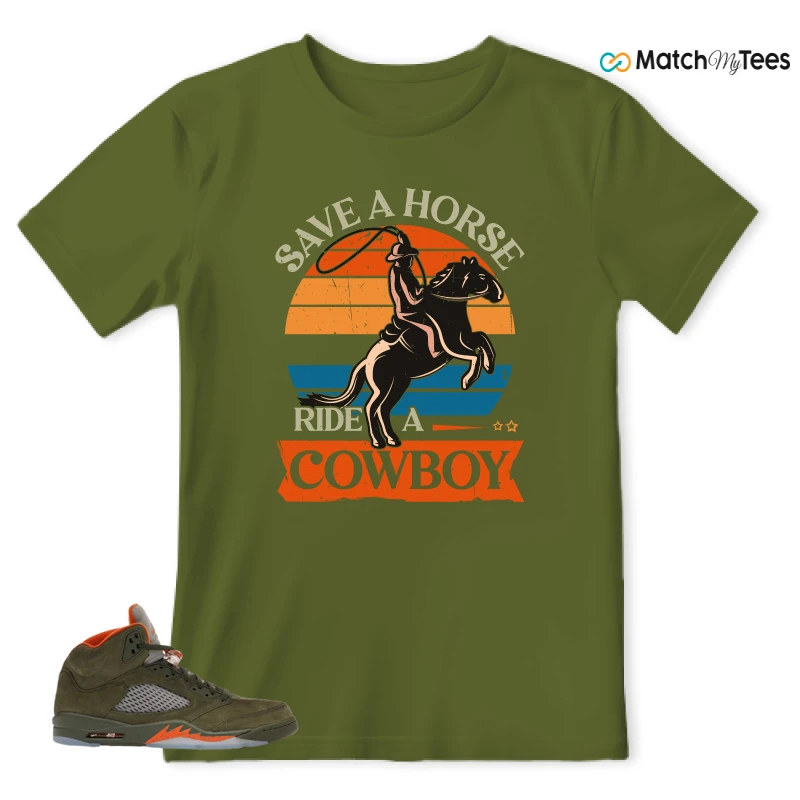 NIKE AIR JORDAN 5 OLIVE SNEAKER Matching Tees t-shirt
