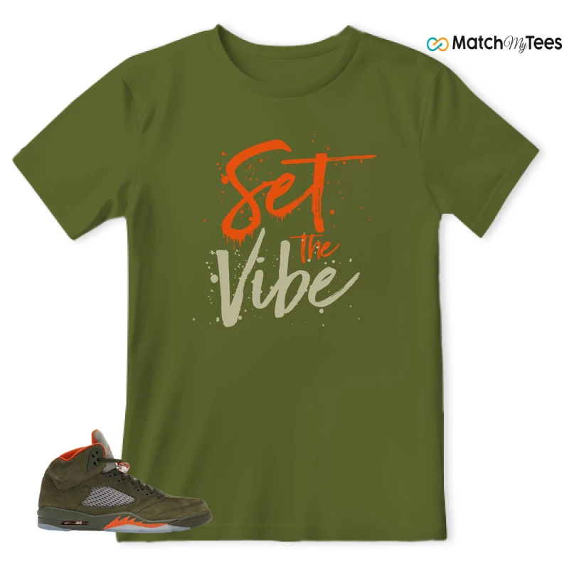 NIKE AIR JORDAN 5 OLIVE SNEAKER Matching Tees t-shirt