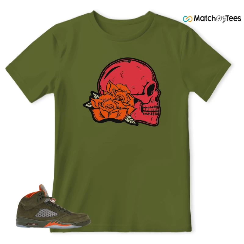 NIKE AIR JORDAN 5 OLIVE SNEAKER Matching Tees t-shirt