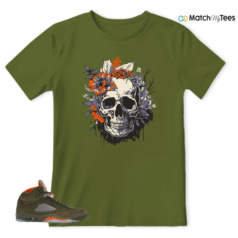 NIKE AIR JORDAN 5 OLIVE SNEAKER Matching Tees t-shirt