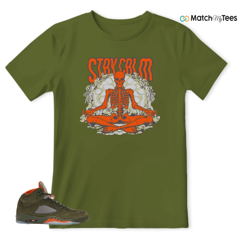 NIKE AIR JORDAN 5 OLIVE SNEAKER Matching Tees t-shirt