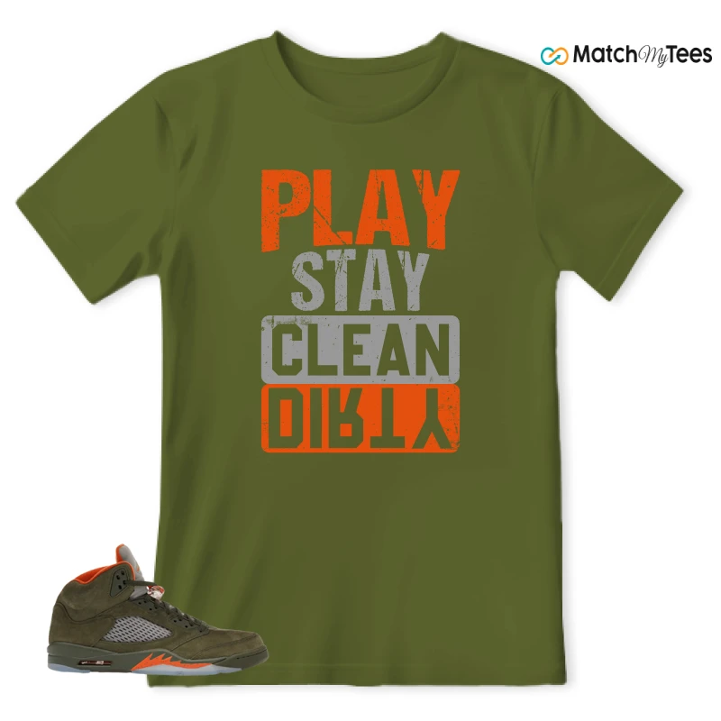 NIKE AIR JORDAN 5 OLIVE SNEAKER Matching Tees t-shirt