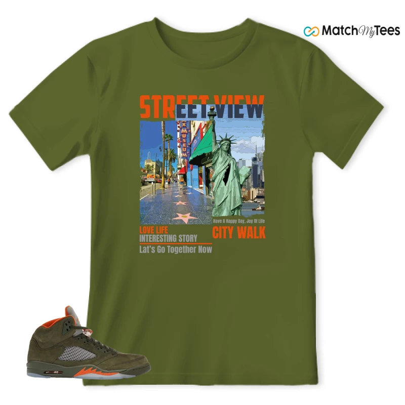 NIKE AIR JORDAN 5 OLIVE SNEAKER Matching Tees t-shirt