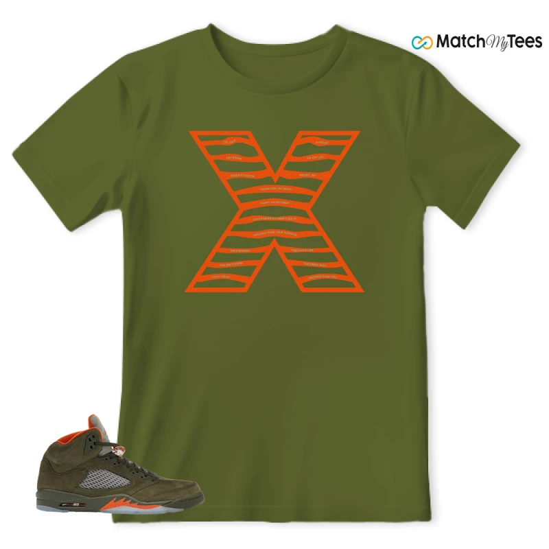 NIKE AIR JORDAN 5 OLIVE SNEAKER Matching Tees t-shirt