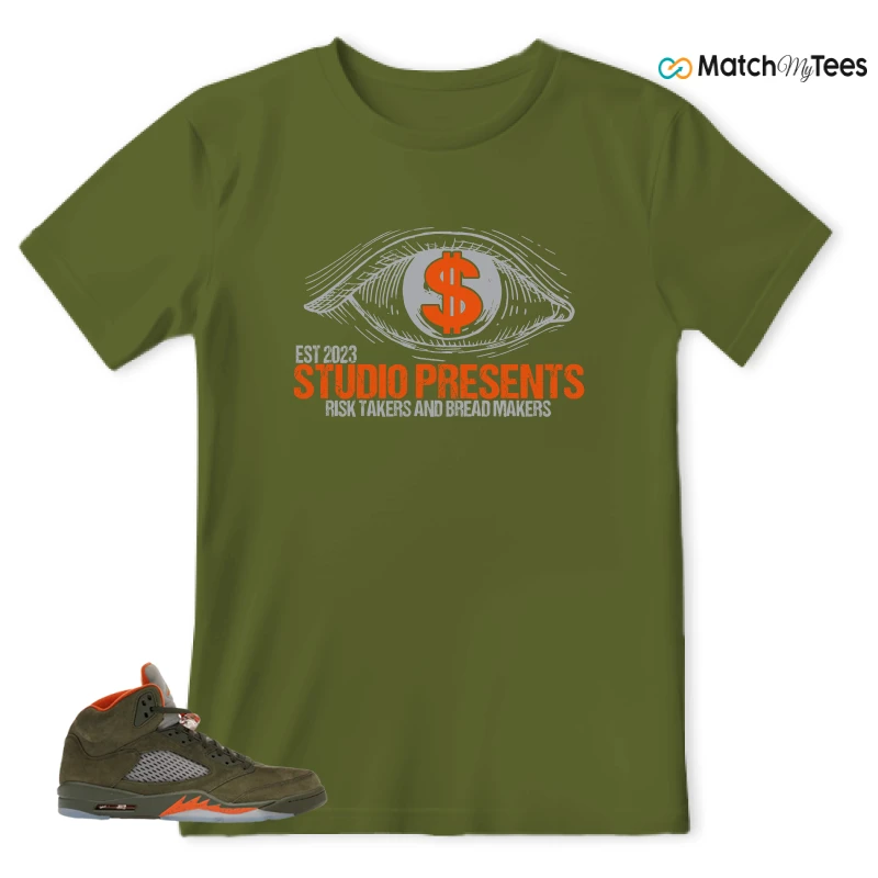 NIKE AIR JORDAN 5 OLIVE SNEAKER Matching Tees t-shirt